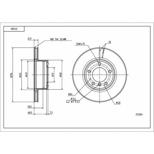 215284 Hart Тормозной диск для BMW 5 Series