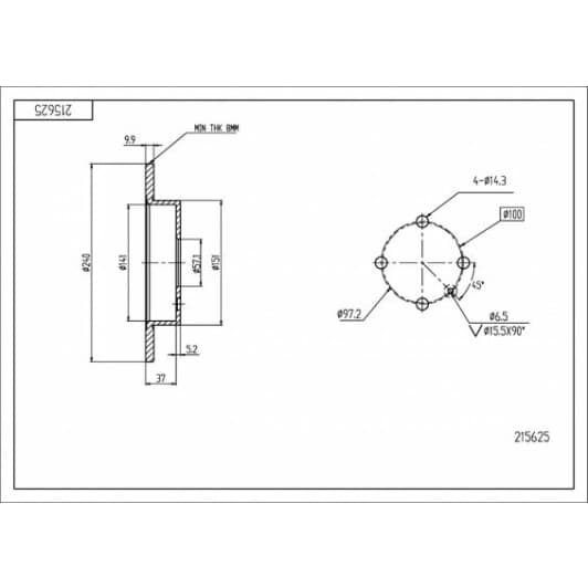 215625 Hart Тормозной диск
