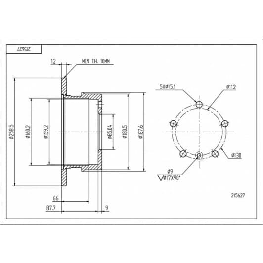 215627 Hart Тормозной диск