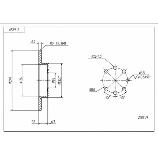 218659 Hart Гальмівний диск для Opel Corsa