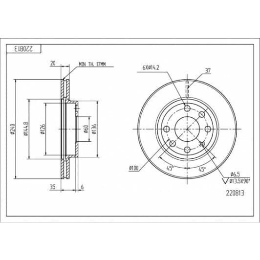 220813 Hart Тормозной диск для Opel Corsa