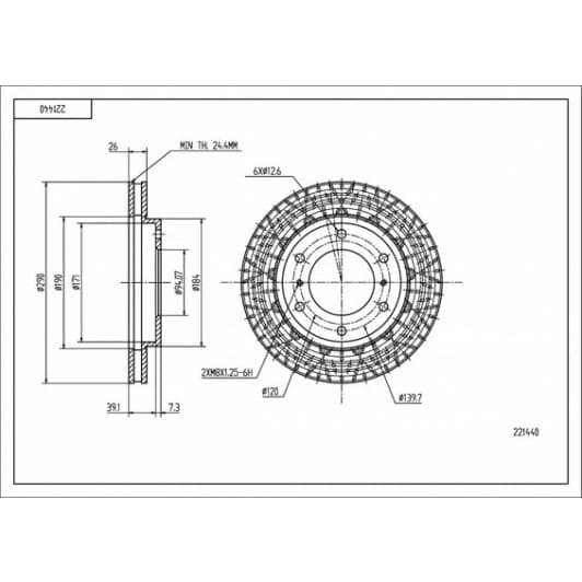 221440 Hart Тормозной диск для Mitsubishi Pajero
