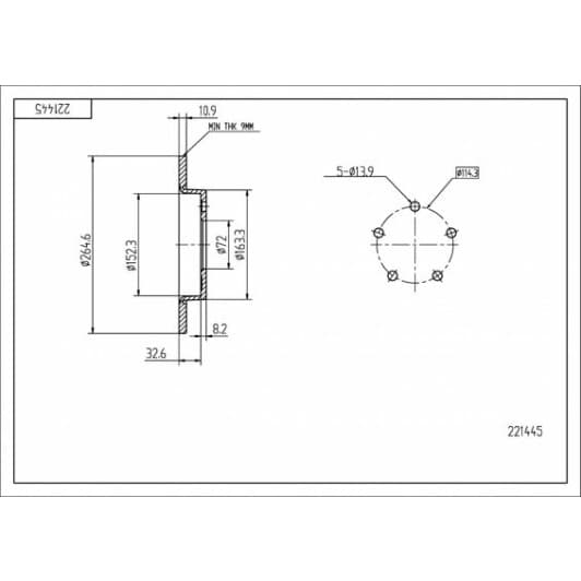 221445 Hart Гальмівний диск для Mazda 3
