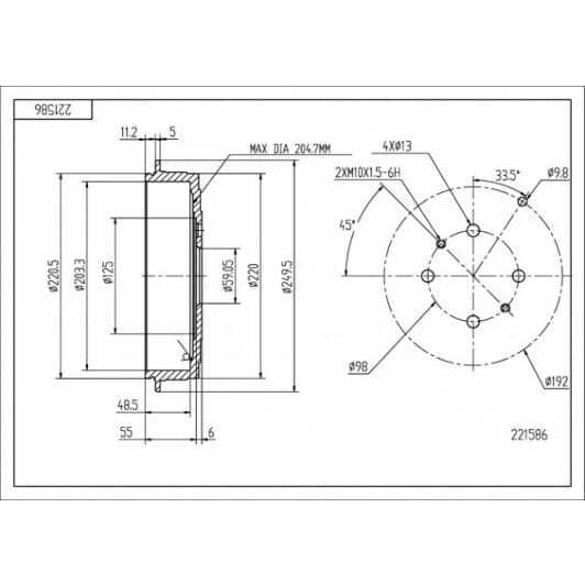 221586 Hart Тормозной барабан