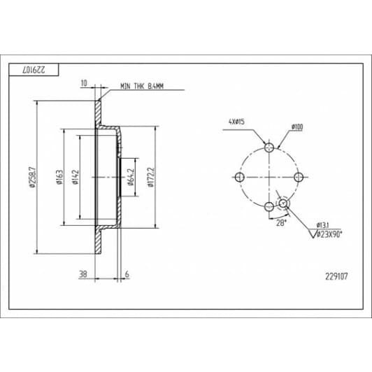 229107 Hart Тормозной диск