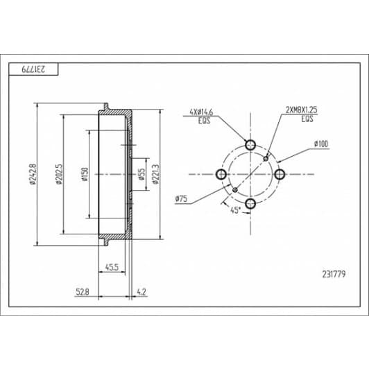 231779 Hart Тормозной барабан