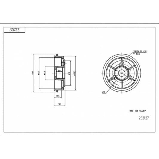 232127 Hart Тормозной барабан