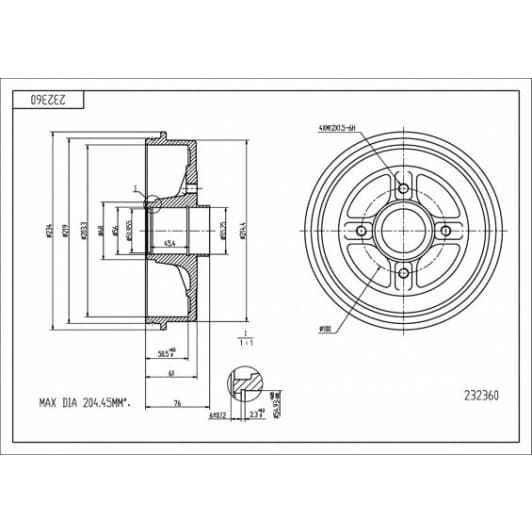 232360 Hart Гальмівний барабан