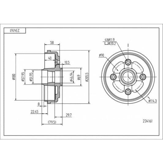 234161 Hart Гальмівний барабан