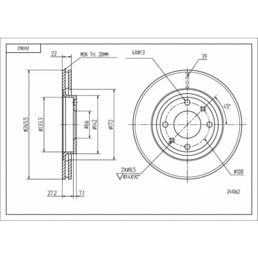 241062 Hart Гальмівний диск