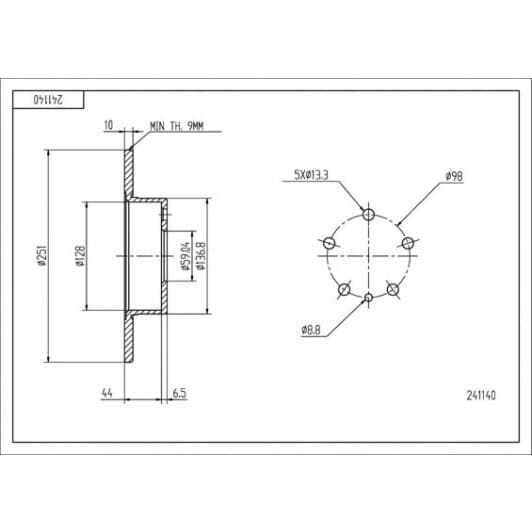 241140 Hart Тормозной диск