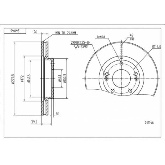 241146 Hart Гальмівний диск для Kia Soul
