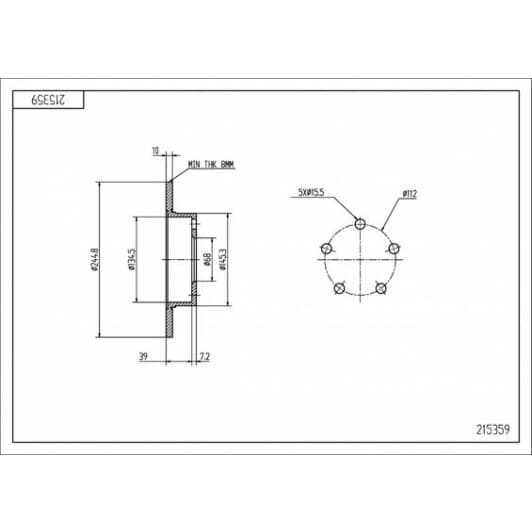 215359 Hart Тормозной диск