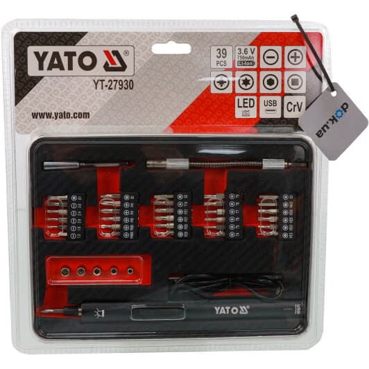 Електровикрутка Yato YT-27930 (ЗП + бити + чохол)