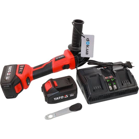 Болгарка акумуляторна Yato YT-828295 (2 акумулятори + ЗП) 125 мм