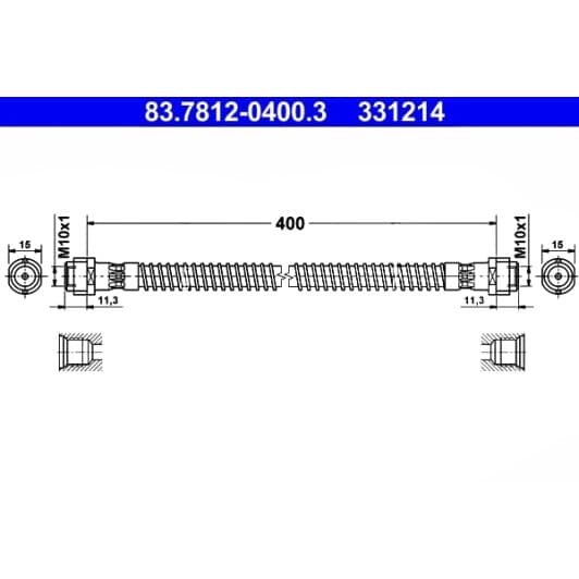 83.7812-0400.3 ATE Тормозной шланг