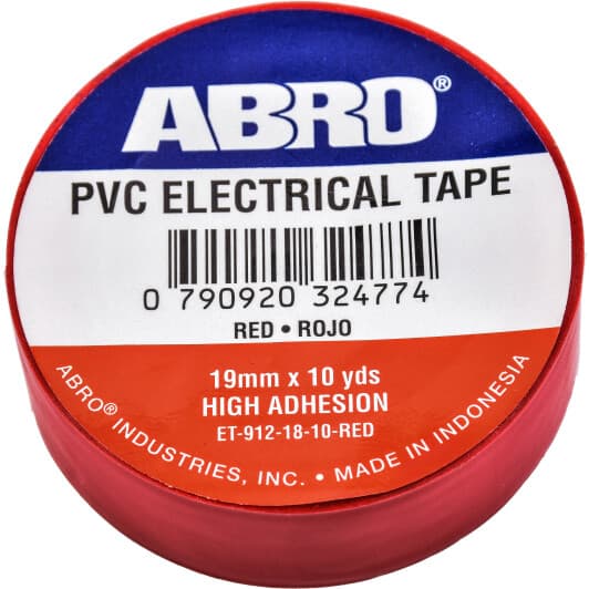 Изолента ABRO et9121810red красная ПВХ 19 мм x 9.1 м