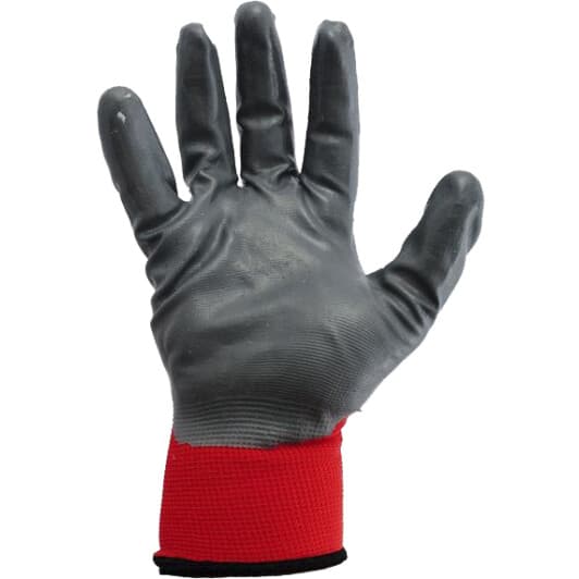 Рукавички робочі MasterTool Black PU синтетичні з нітрилові покриттям червоні