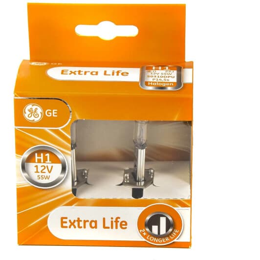 Автолампа General Electric Extra Life H1 P14,5s 55 W прозора 50310ludpu2d