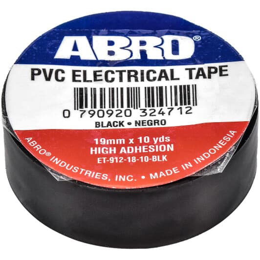 Ізоляційна стрічка ABRO ET912BLK чорна ПВХ 19 мм x 9.1 м