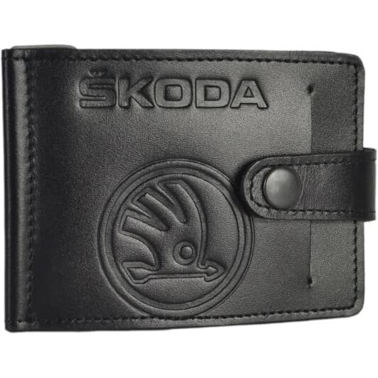 Затискач для купюр Poputchik 4021-030 з логотипом Skoda колір чорний