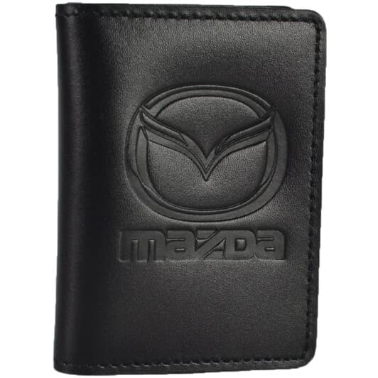 Обложка для прав и техпаспорта Poputchik 5164-038 с логотипом Mazda цвет черный