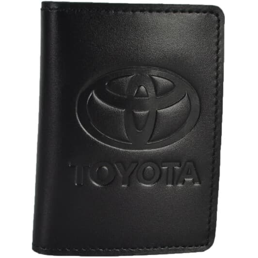 Обкладинка для прав і техпаспорта Poputchik 5164-041 з логотипом Toyota колір чорний