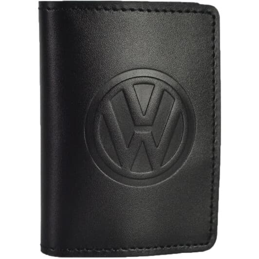 Обкладинка для прав і техпаспорта Poputchik 5164-031 з логотипом Volkswagen колір чорний