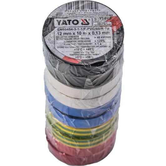 Набір ізоляційної стрічки Yato yt8156 ассорті ПВХ 10 шт
