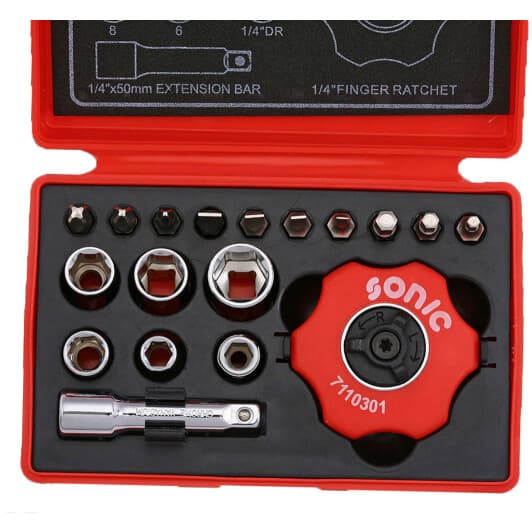 Набор бит и торцевых головок с держателем Sonic 101901 10 шт.