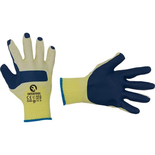 Рукавички робочі Intertool трикотажні з латексним покриттям сині