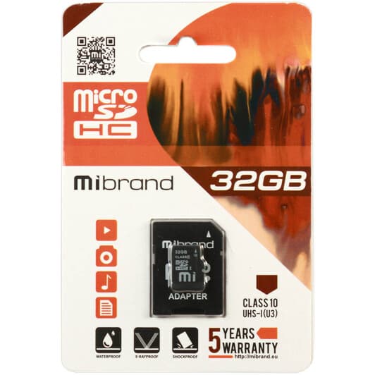 Карта пам’яті Mibrand microSDHC 32 ГБ з SD-адаптером
