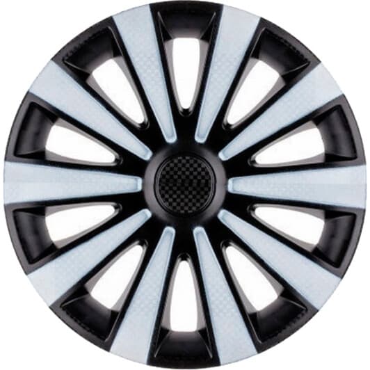 Комплект ковпаків на колеса Star Karat колір білий + чорний з карбоновою обробкою R15
