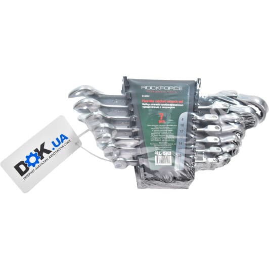 Набор ключей комбинированных трещоточных Rockforce RF-51072F 8-19 мм с шарниром 7 шт