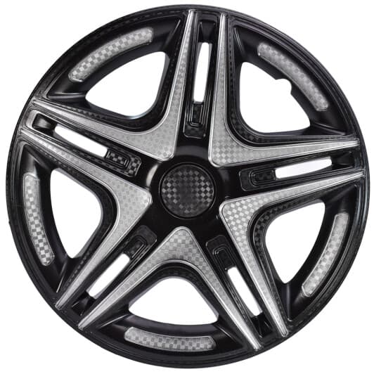 Комплект ковпаків на колеса Star Dakar колір чорний + сріблястий з карбоновою обробкою R13