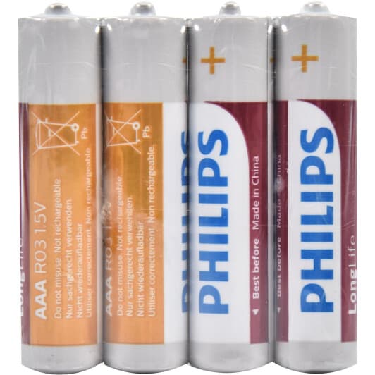 Батарейка Philips LongLife R03L4F/10 AAA (мизинчиковая) 1,5 V 4 шт