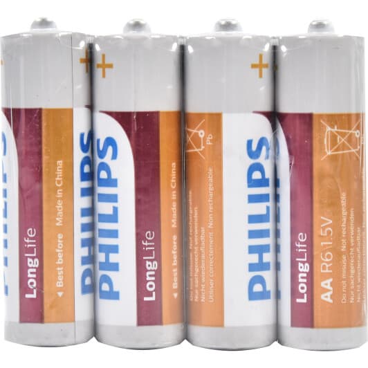 Батарейка Philips LongLife R6L4F/10 AA (пальчикова) 1,5 V 4 шт