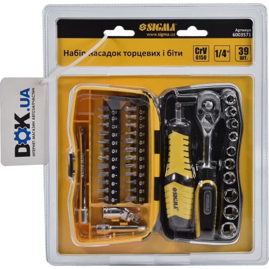 Набір бит та торцевих головок з тріскачкою Sigma 6003571 24 шт.