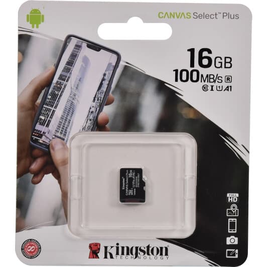 Карта памяти Kingston Canvas Select Plus microSDHC 16 ГБ