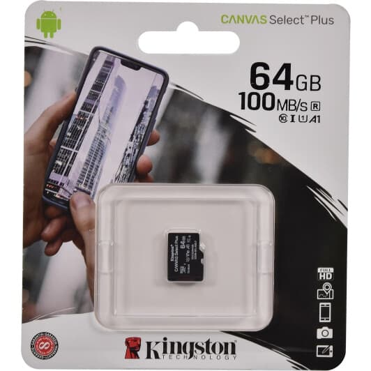 Карта памяти Kingston Canvas Select Plus microSDXC 64 ГБ