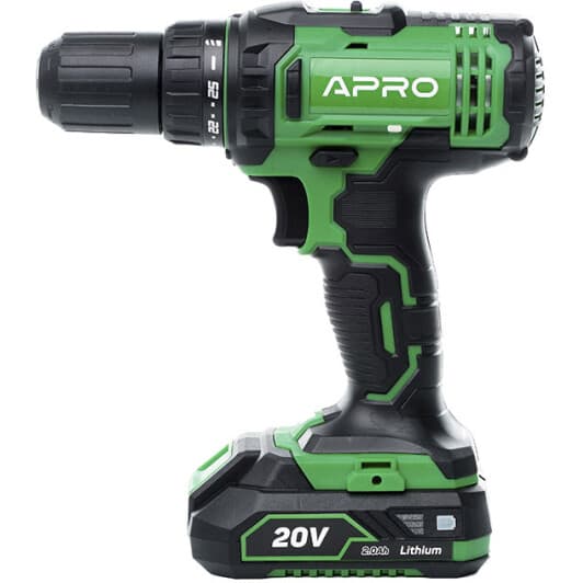 Шурупокрут Apro акумуляторний 20D (2 акумулятори + ЗП + чохол)