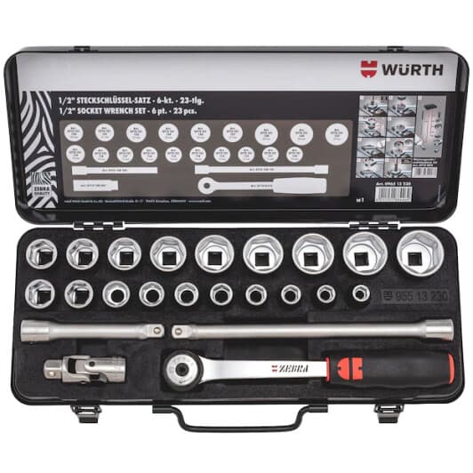 Набор торцевых головок и комплектующих Würth 096513230 1/2" (23 пр.)