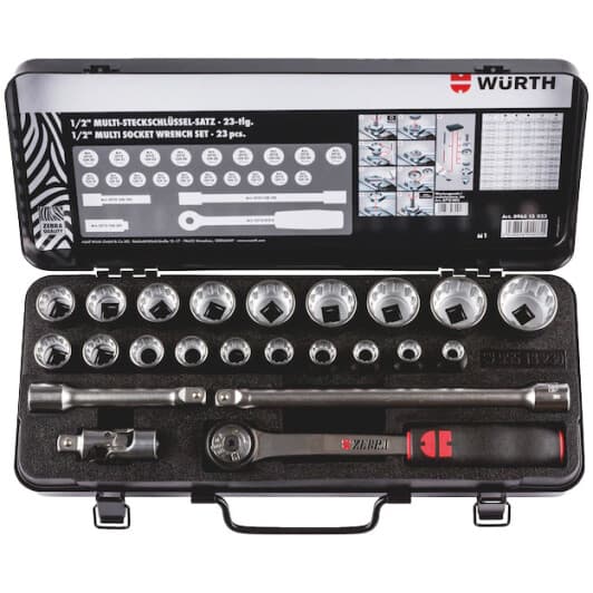 Набор торцевых головок и комплектующих Würth 096513023 1/2" (23 пр.)