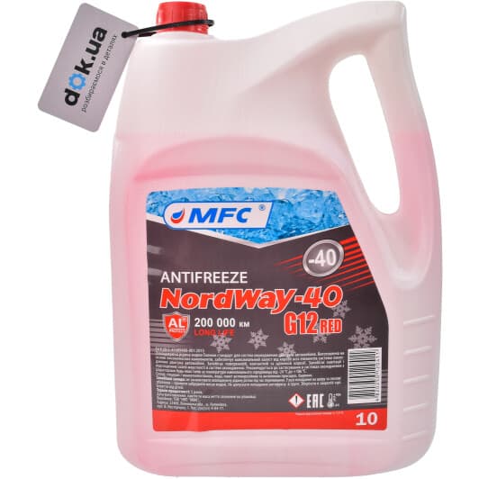 МФК NordWay G12 красный -40 °C, 10 л (30812) готовый антифриз