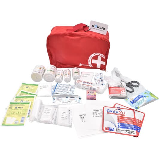Аптечка автомобільна Poputchik DIN 13164 (Євростандарт) у м'якому чохлі 02-035-M