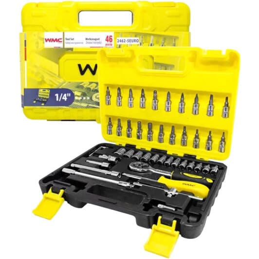 Набір торцевих головок та компонентів WMC Tools WT-2462-5-EURO 1/4" (46 пр.)
