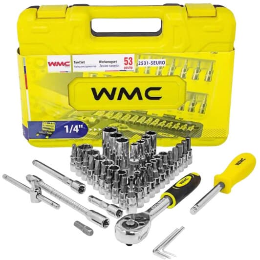 Набор торцевых головок и комплектующих WMC Tools WT-2531-5EURO 1/4" (53 пр.)