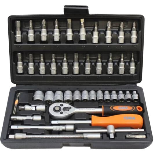 Набор торцевых головок и комплектующих ISMA IS-2462-5 1/4" (46 пр.)
