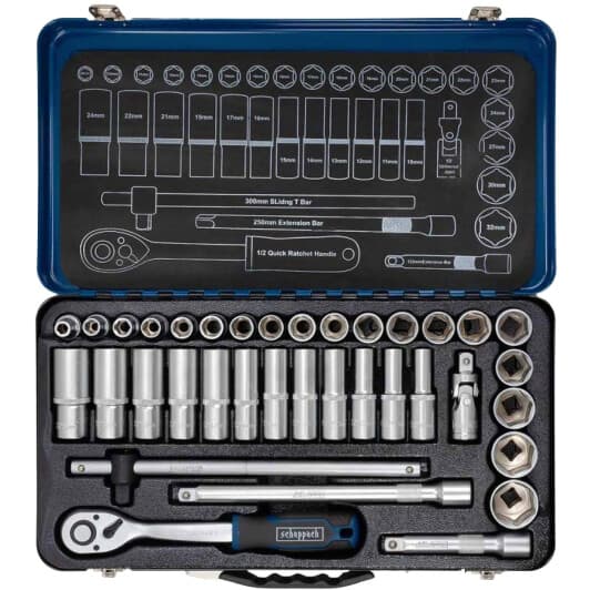 Набор торцевых головок и комплектующих Scheppach SCH-4362M 1/2" (36 пр.)