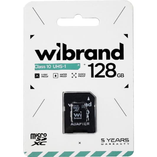 Карта памяти Wibrand microSDXC 128 ГБ с SD-адаптером WICDHU1128GB-A